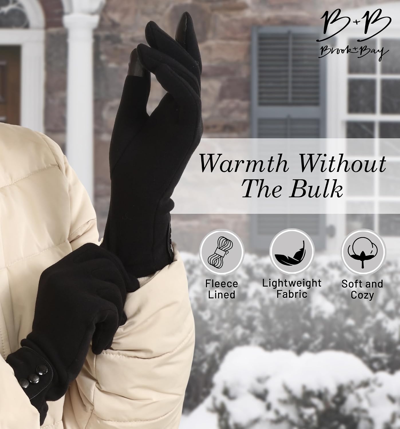 Brook + Bay Women's Cold Weather Gloves - Touchscreen Fleece Gloves for Texting