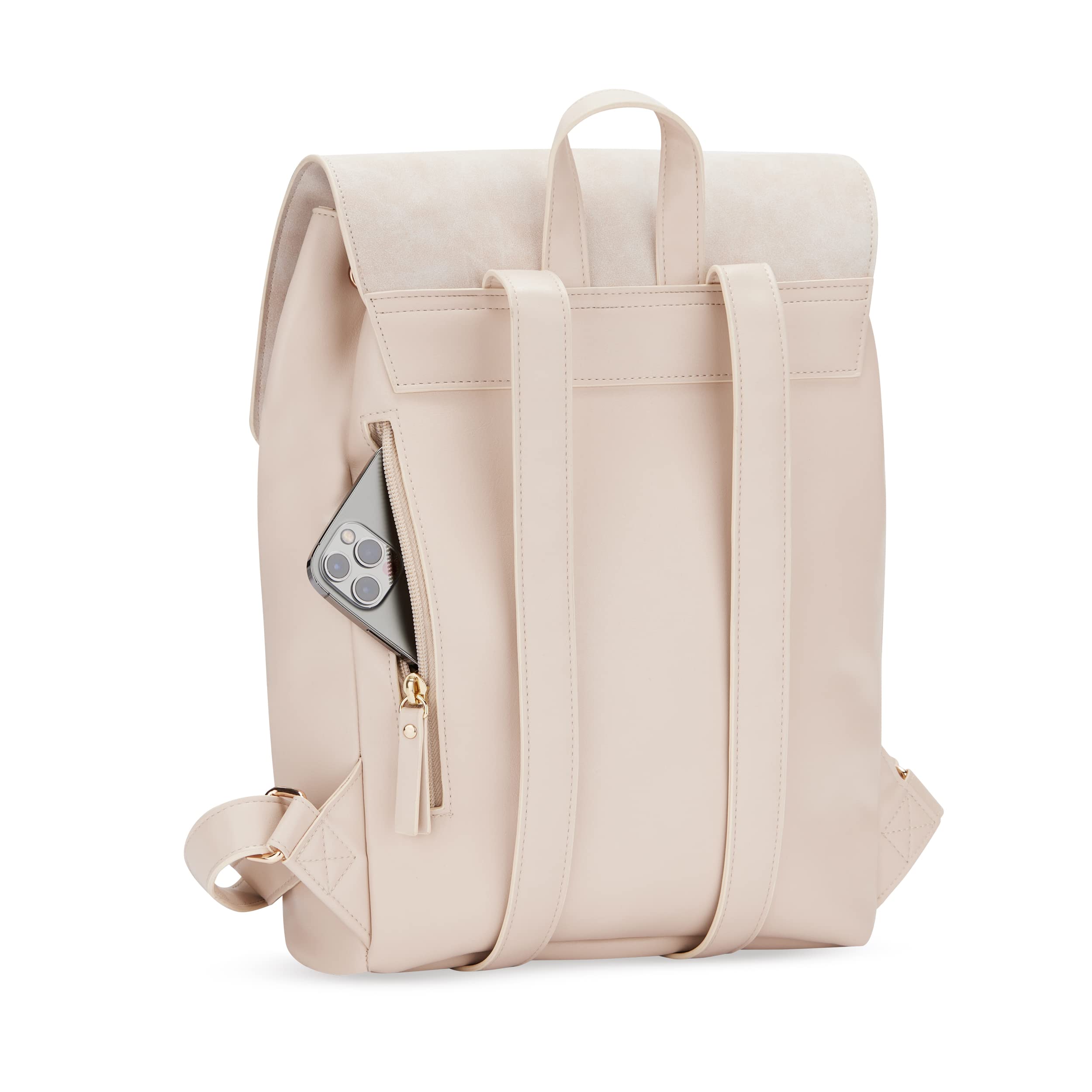 Expatrié Rucksack Damen Elegant Beige - Estelle - Moderner Kleiner Tagesrucksack für City, Business & Uni - Kunstleder Damenrucksack Klein - Wasserabweisend
