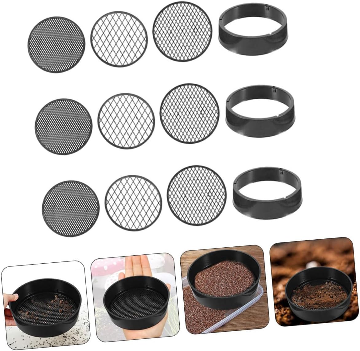 BESPORTBLE 9pcs Plastic Soil Sifting Mesh Sieves Gardening Tool for Sifting Rocks Debris Mesh Sieve for Home Outdoor Use