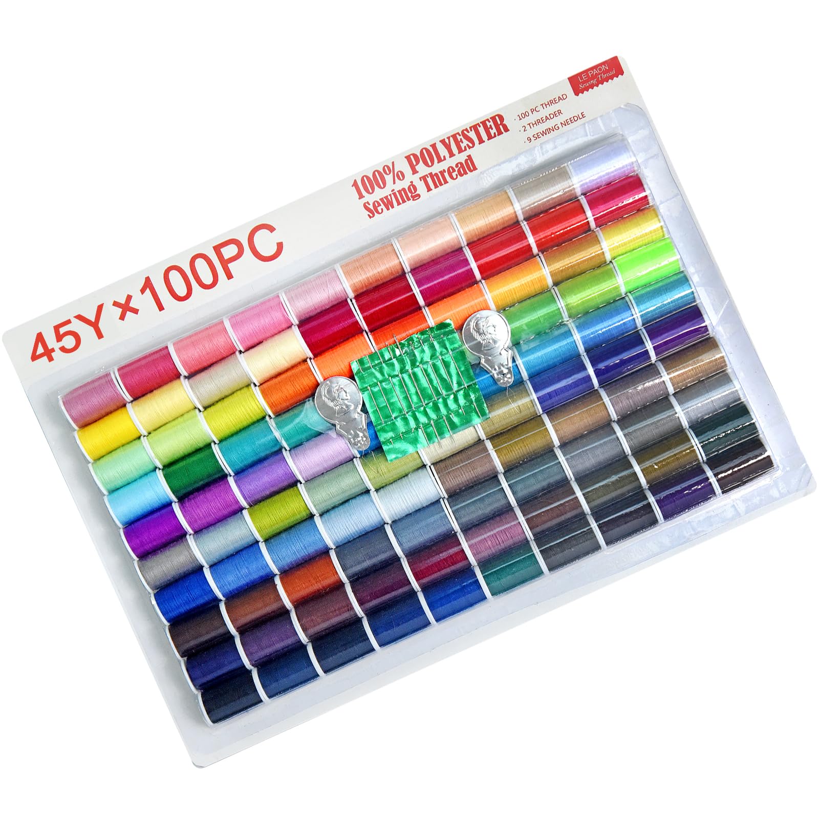 Nähset, 100 Farben, handliches Polyestergarn, je 50 m