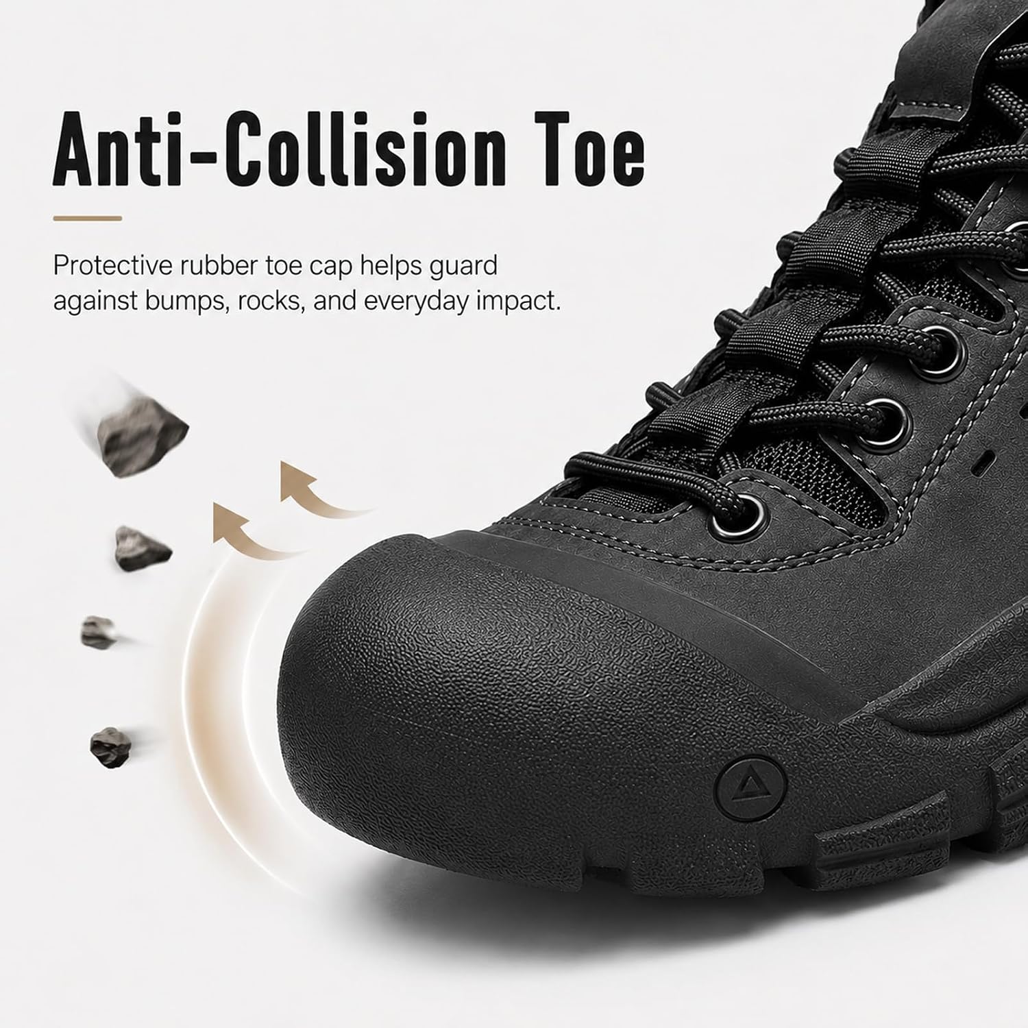 Men's Low Top Leather Hiking Shoes, Lightweight Breathable Trail Walking Shoes with Anti-Collision Toe, Outdoor Non Slip Work Shoes for Camping Travel
