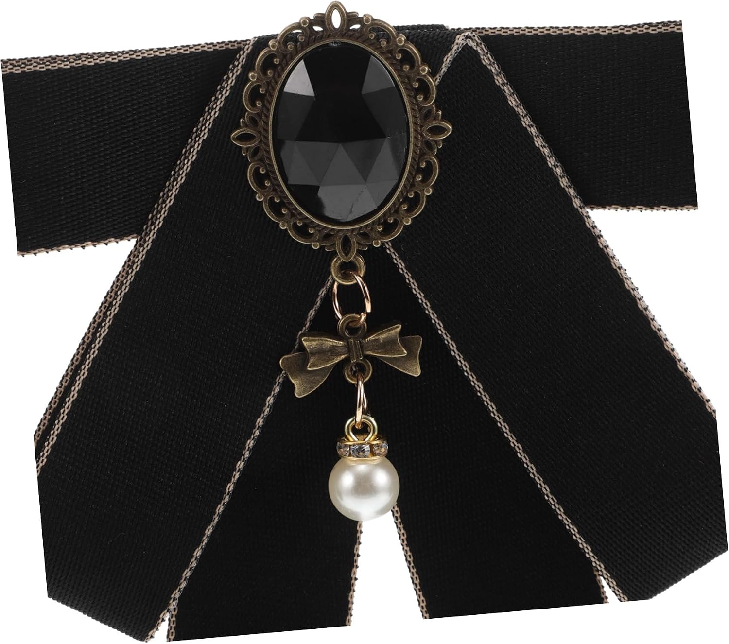 VANZACK Bow Tie Rhinestone Pearl Necktie Rhinestone Pre Tied Ribbon Uniform Necktie Pearl Bow Necktie Necktie