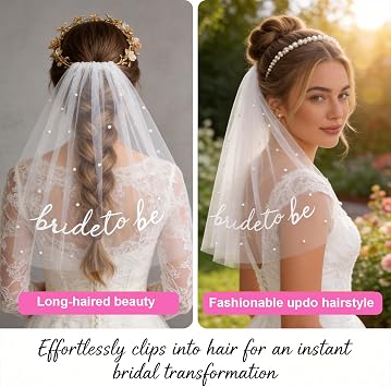 Bride to Be Veil, Hen Do Veil, Hen Do Accessories, White Hair Bow Veil with Clip, Hen Do Veil Accessories for Wedding Bridal Shower Hen Night Bachelorette Party Decoration