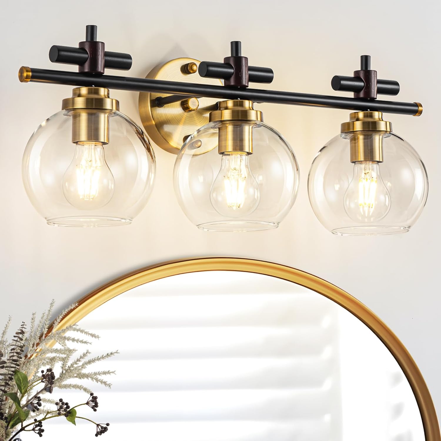 Vanity Light, 3-Lights Vanity Lights for Bathroom, Bathroom Light Fixtures Over Mirror with Clear Glass Shade, 23 inch Modern Vanity Light (Clear Glass, 3 Lights)