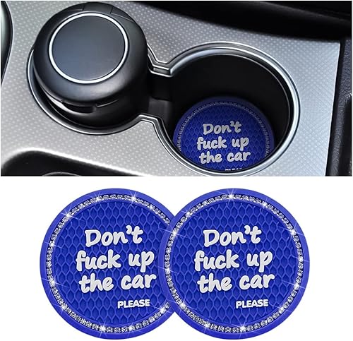 8sanlione Paquete de 2 posavasos brillantes para portavasos de automóvil con diamantes de imitación de cristal de 2.75 pulgadas, tapetes