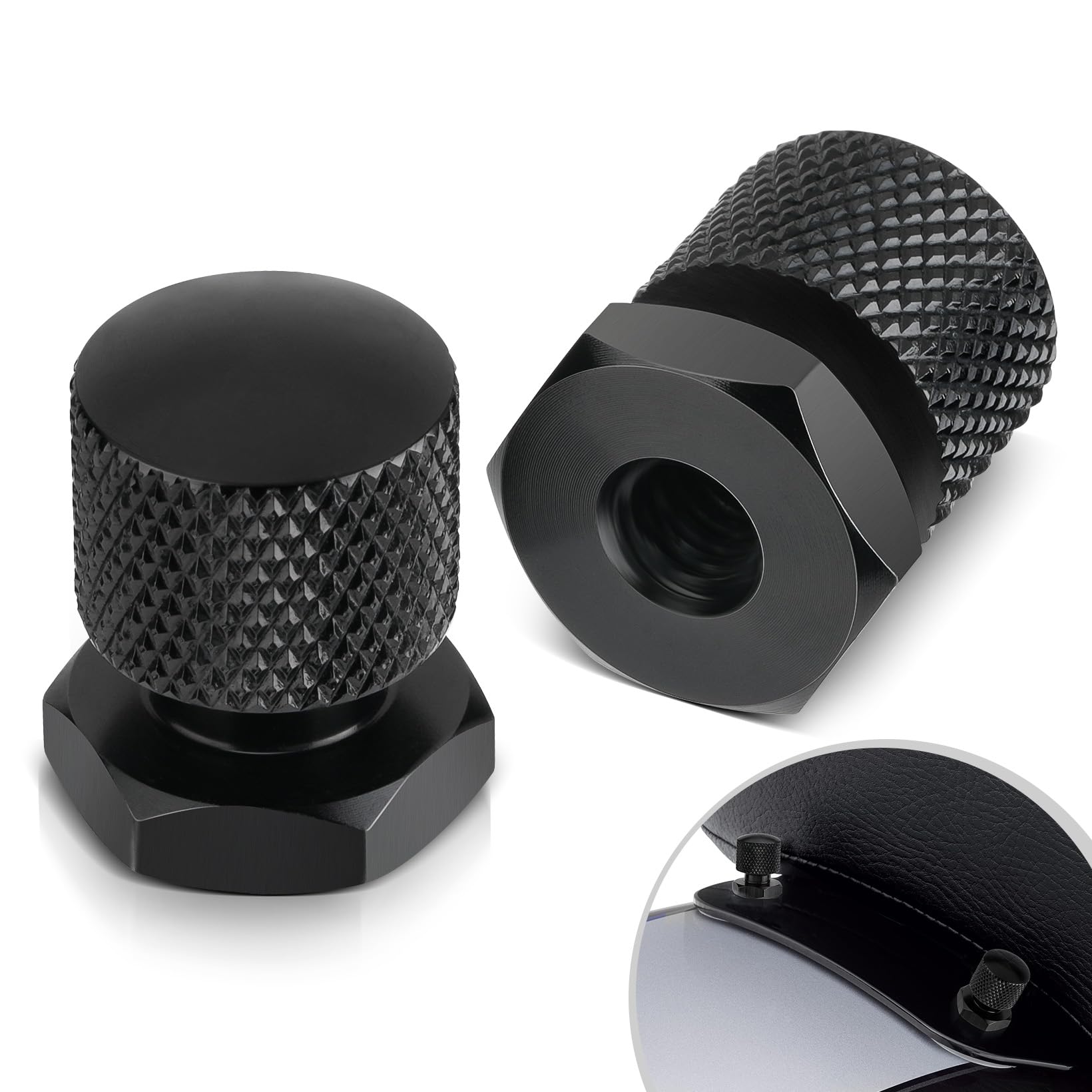 Tuercas de asiento individuales negras, tuercas de montaje de asiento individual compatibles con Harley Davidson 1997-2023 Touring Street Glide Road Glide Road King Softail..