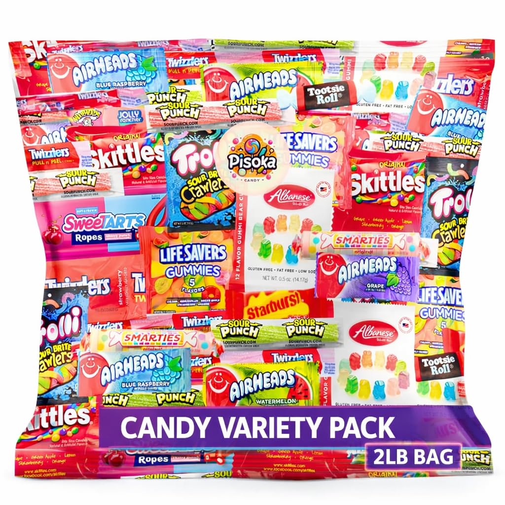 Assorted Candy Mix - Variety Pack of Gummies, Sour Candy, and Chewy Treats - Perfect for Parties, Pinatas, and Snacking (2 LB)