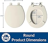Vista 3 de Asiento de inodoro CHURCH de Bemis, bisagras de liberación para limpiezas profundas, asiento de madera esmaltada duradera, redondo, color galleta