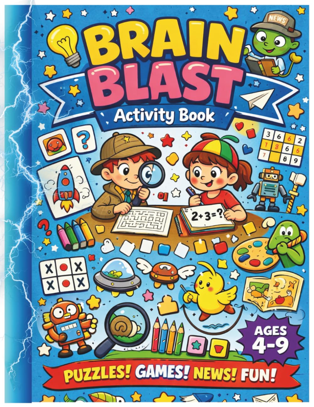 BRAIN BLAST ACTIVITY BOOK: Fun Search and Find, Puzzles, Drawing Challenges, and Brain-Boosting Activities for Creative Learning and Screen-Free Play