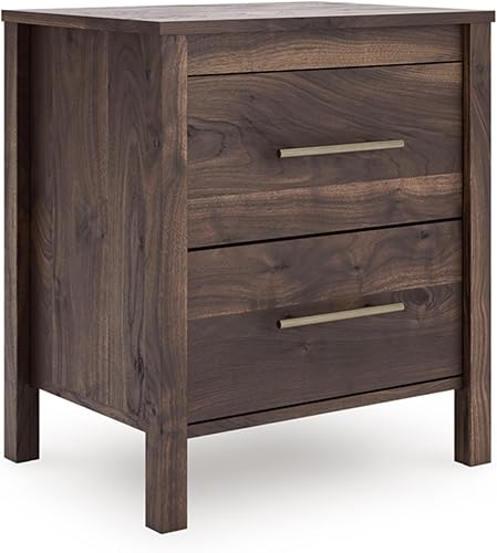 Miniatura 13 de Signature Design by Ashley Calverson Moderna mesita de noche con 1 cajón con cubículo abierto, 21.18 pulgadas de alto, marrón oscuro