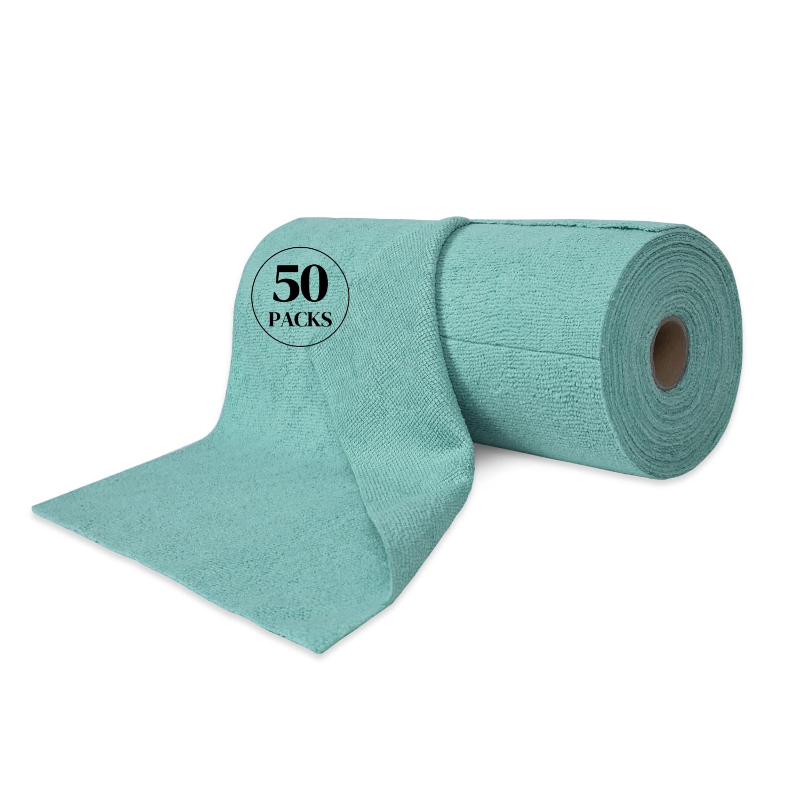 Kitchen Roll Reusable Paper: 50Pack Microfiber Washable Ultra Absorbent Softly Rags Drying Cleaning Cloth Household Dishcloths Kitchen Bathroom House Car Office Travel & Camping (03 Green)