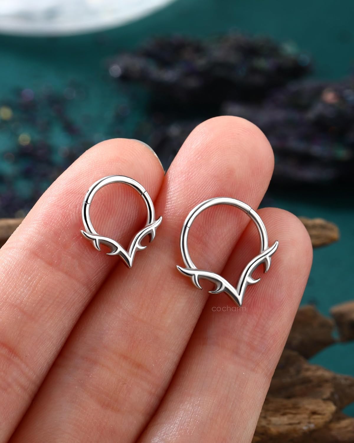 COCHARM Skyrend Claw Septum Rings 16G Septum Clicker Surgical Steel Helix Daith Earrings for Women Men 8/10MM Daith Piercing Jewelry