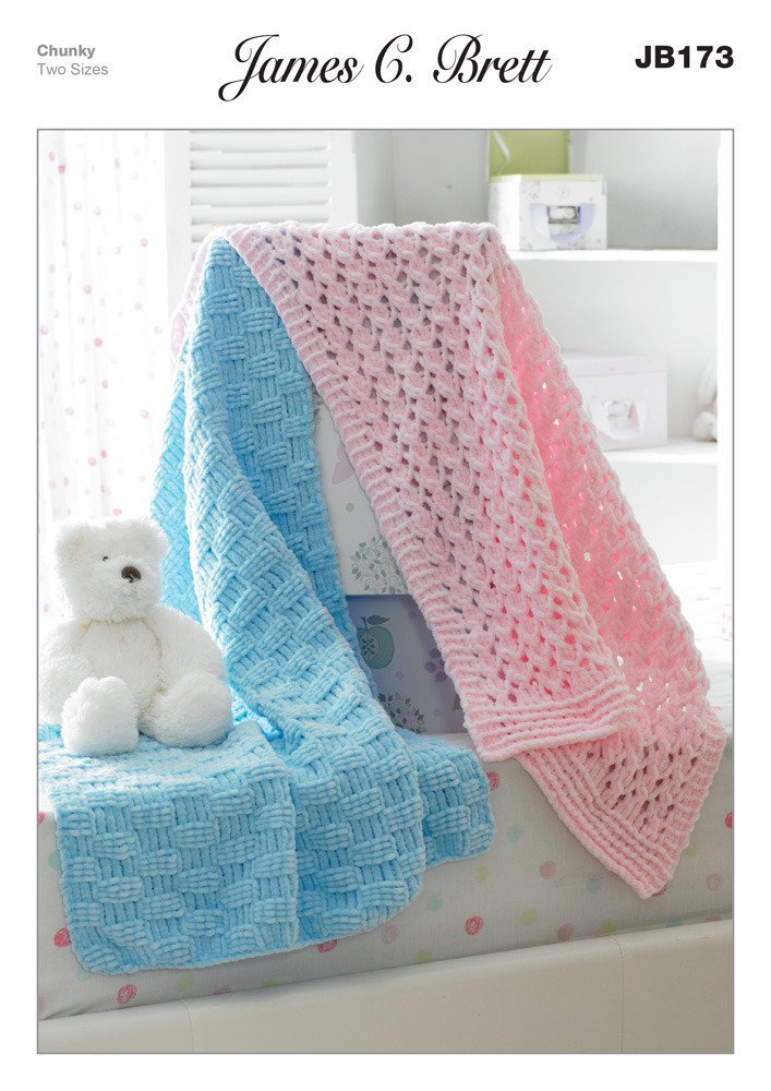 Flutterby Chunky Knitting Pattern Childrens Woollen Blankets James C Brett JB173