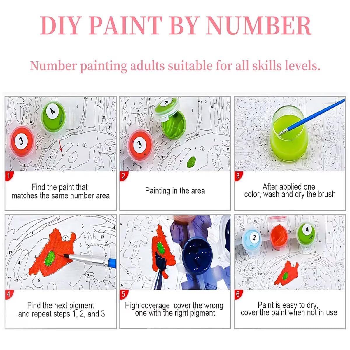Dipingere con i Numeri Adulti Zen, Kit di Paint by Numbers Fiori Quadri da Dipingere Numerati, Kit di Pittura Acrilica Fai Da Te per Principianti, Hobby Creativi Adulti, Decorazioni Casa 140x60cm R-76