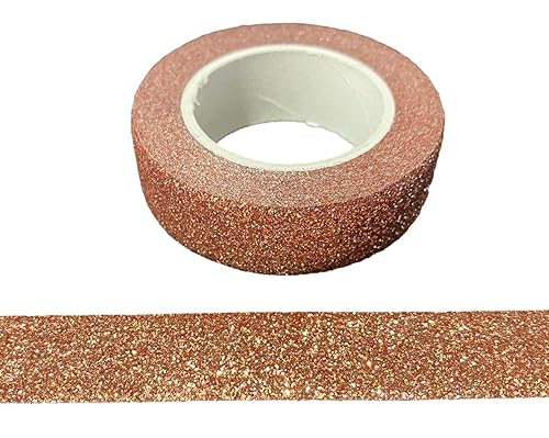 Syntego Cinta Washi con purpurina decorativa para manualidades, autoadhesiva, con purpurina (oro rosa oscuro)