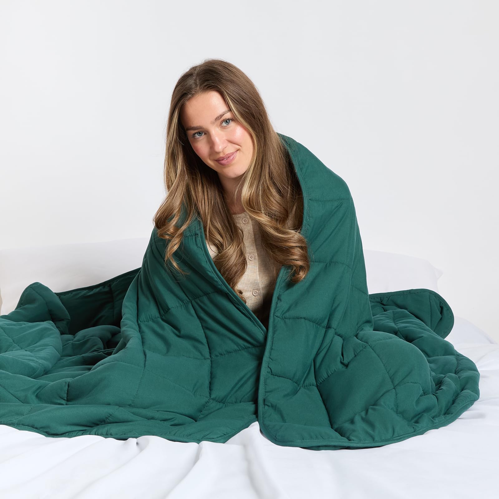 Brentfords Weighted Blanket Adult 8kg Forest Green, Double Weighted Blanket Anxiety Relief for Adults Soft Comfy Heavy Blanket for Bed Sofas - 150 x 200cm, 8kg(17lb)