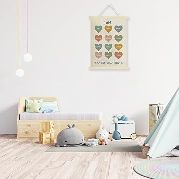 Positive Affirmations Poster Hanger Frame, Inspirational Wall Decor for Kindergarten Nursery Room Classroom, Motivational Poster Wall Art with Wooden Frames, 12x16 Inches -08