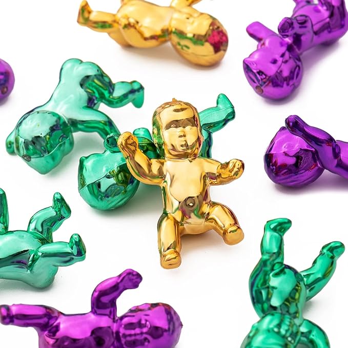 36Pcs King Cake Babies, 1.2Inch Mini Plastic Babies Shower Cake Decorations, Ice Cube My Water Broke Baby Shower Games, Tiny Little Baby Figurines for Mardi Gras Party Favors