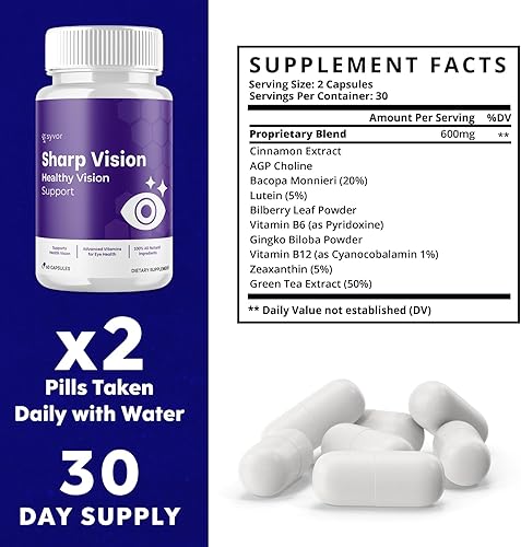Miniatura 2 de Sharp Vision Capsules, píldoras oficiales de apoyo para la salud ocular SharpVision con todos los ingredientes naturales, suplemento de bienestar de