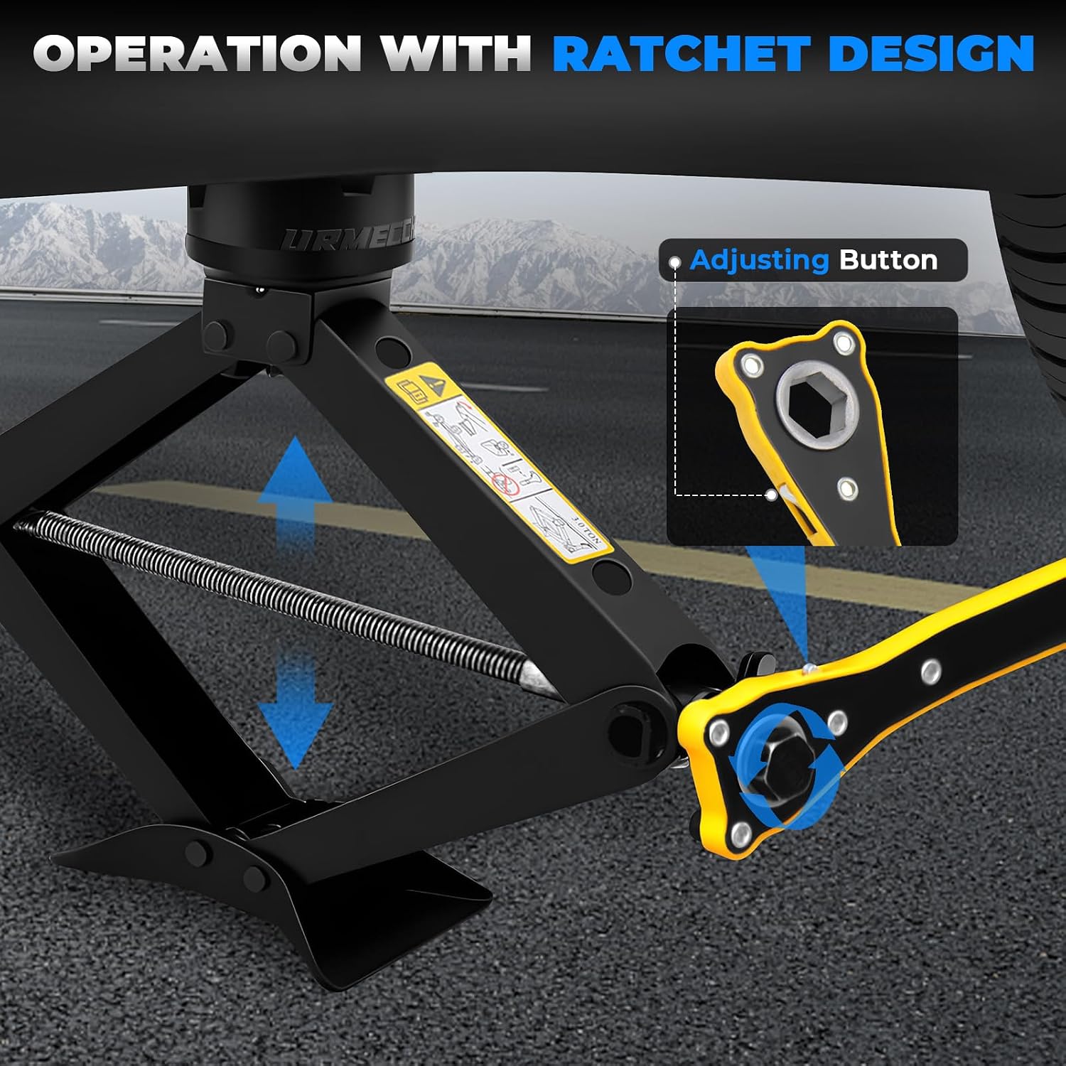 3-Ton/6613lbs Universal Scissor Jack kit with Rubber Cross Slot Jack pad, Car Spare Tire Repair Tools, Tire Changing Tools Kit with L-Wrenches（17/19/21/23mm）
