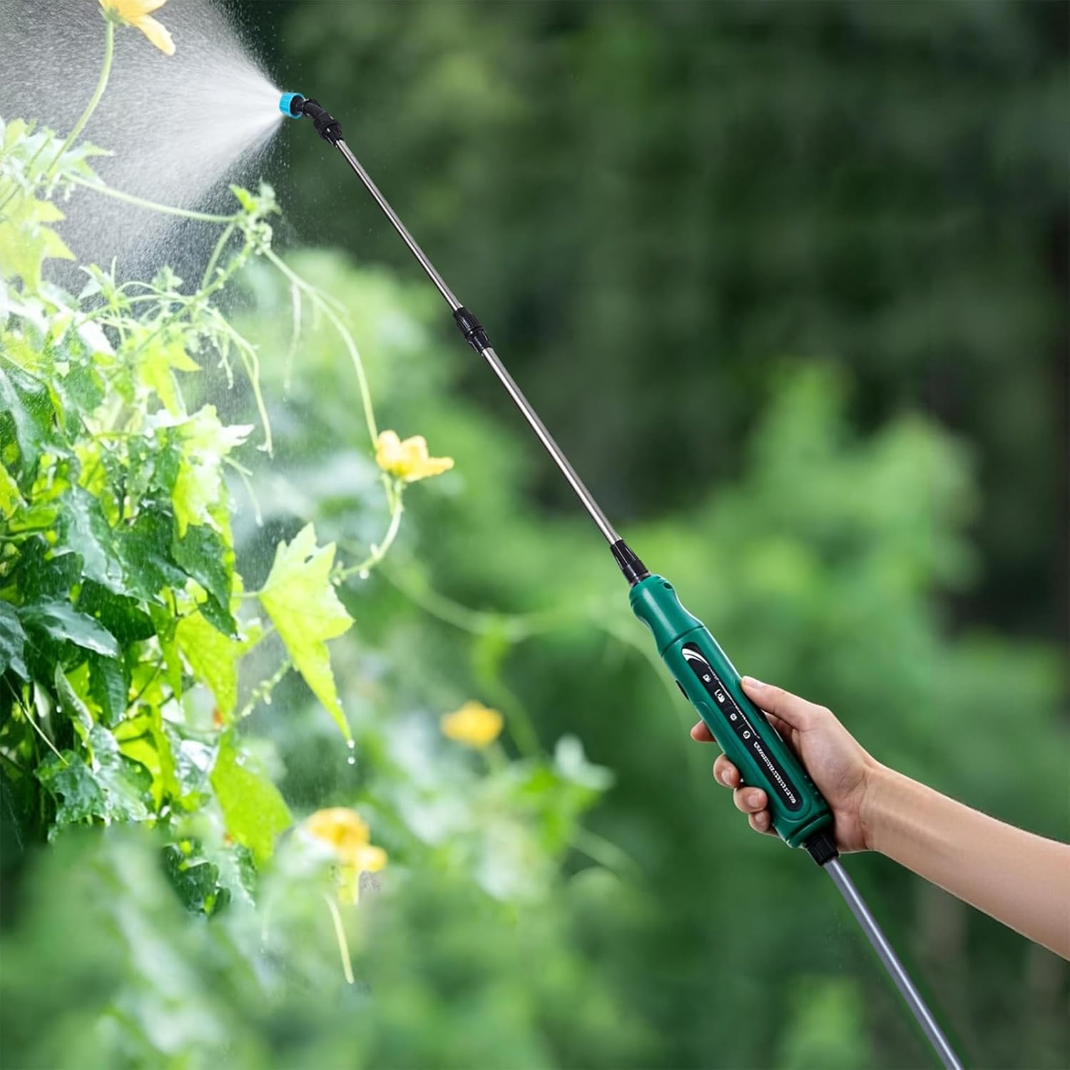 Rechargeable Electric Sprayer Wand 31 Inch Telescopic Watering Tool with Hose and 3 Nozzles for Garden and Lawn Care