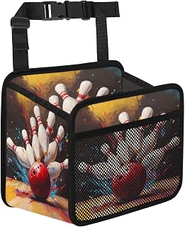 Bowling Ball Colorful Car Backseat Organizer PU Leather Truck Back Seat Trash Bag Universal Hanging Storage Box Travel Accessories Foldable