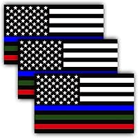 Vista 9 de ANLEY Calcomanía de bandera nacional de Estados Unidos de 5 x 3 pulgadas, diseño de rayas reflectantes negras, blancas y rojas, calcomanías