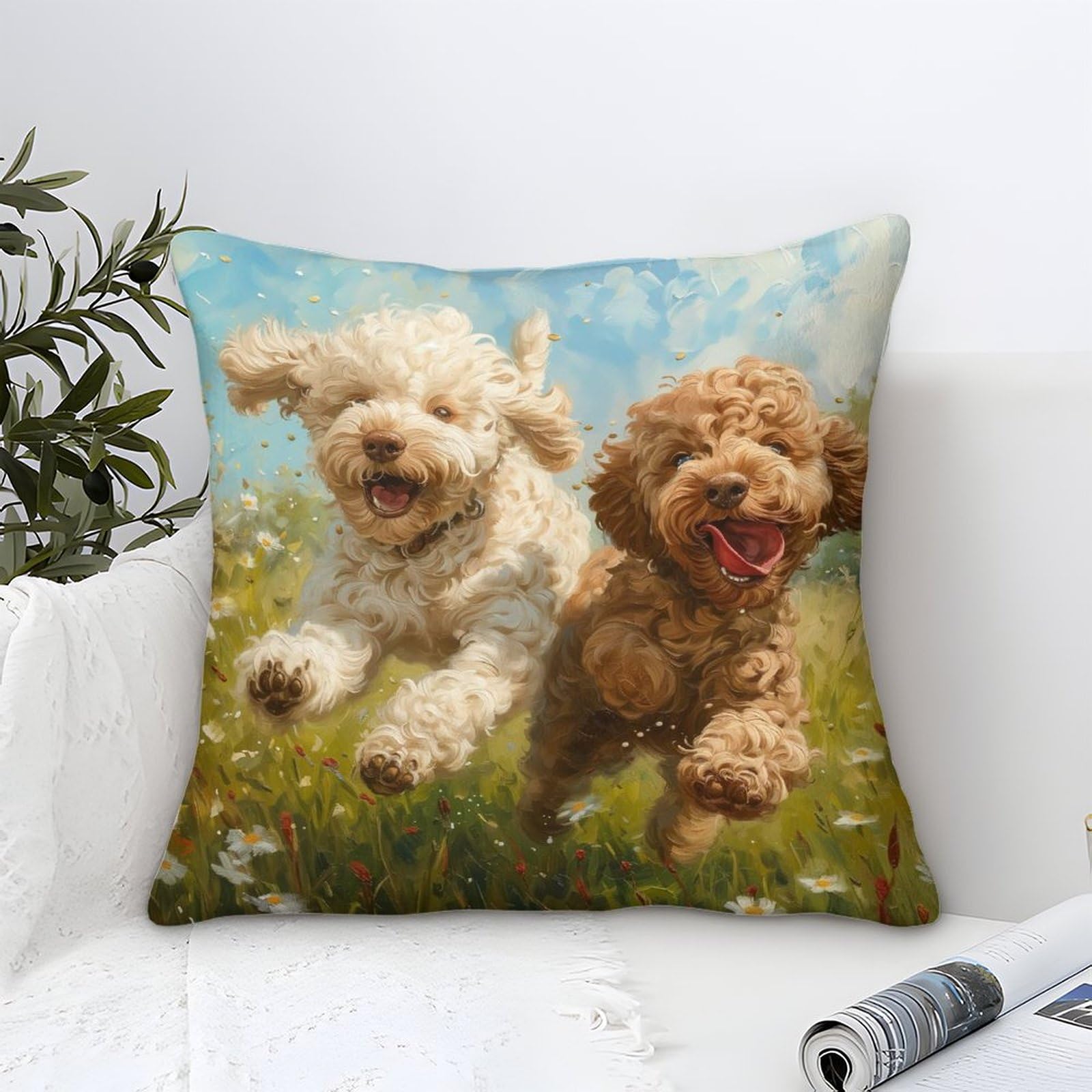 LKBASOEGD 3D Printed Cockapoo Throw Pillow Covers Throw Pillow Case Decorative Super Soft Pack of 1 for Home Couch Sofa Decorative, Gifts 45x45cm