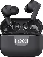 Geonav Fone de ouvido TWS com cancelamento ativo de ruído (ANC) e ambiente (ENC) HarmonyWave, Bluetooth, Autonomia 30 horas, Microfone, Estojo carregador, AER15BK, Preto