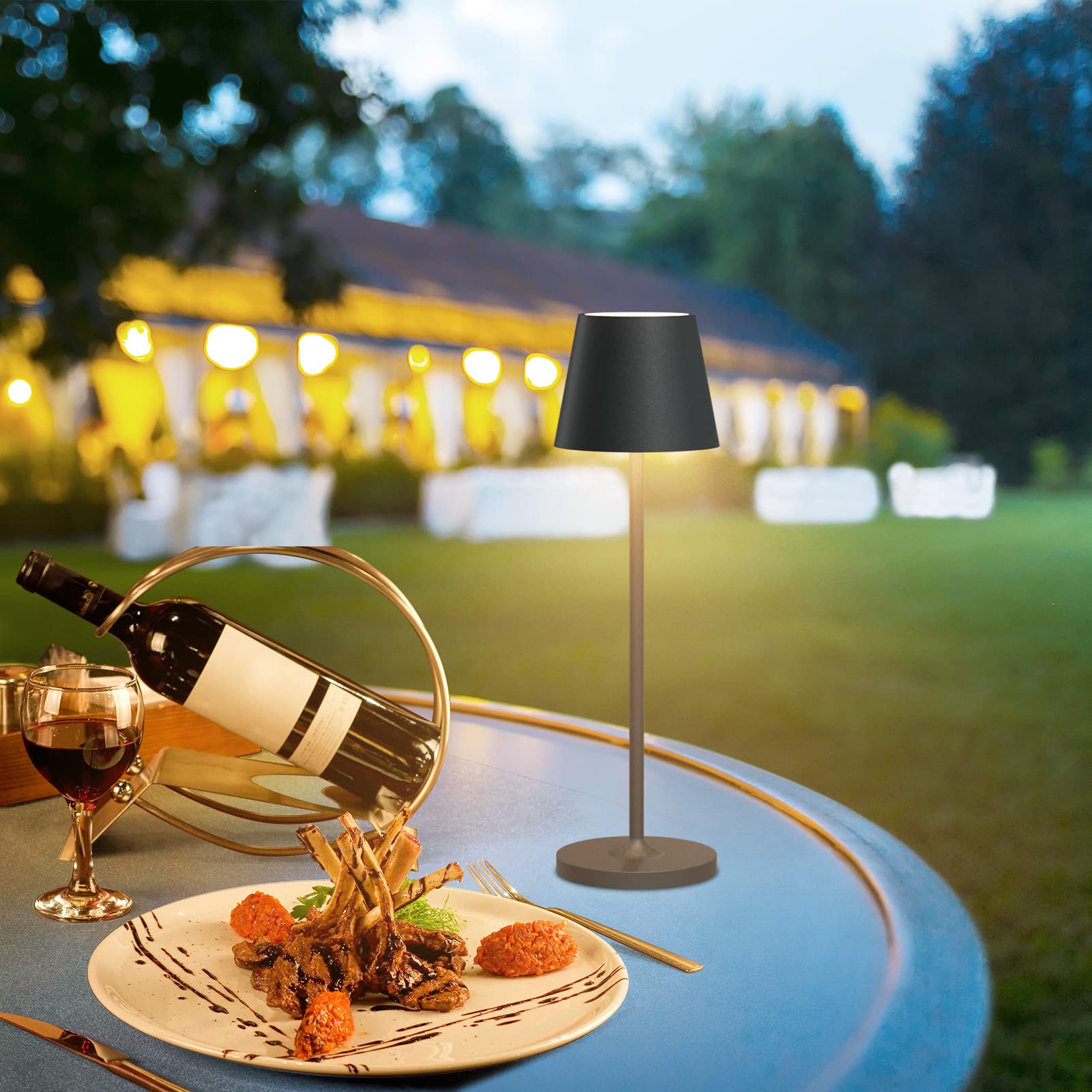 K-Bright lampada da tavolo ricaricabile in alluminio | 240LM | 3000K luce bianca calda da scrivania senza fili | interni/esterni con base di ricarica a contatto (Antracite)