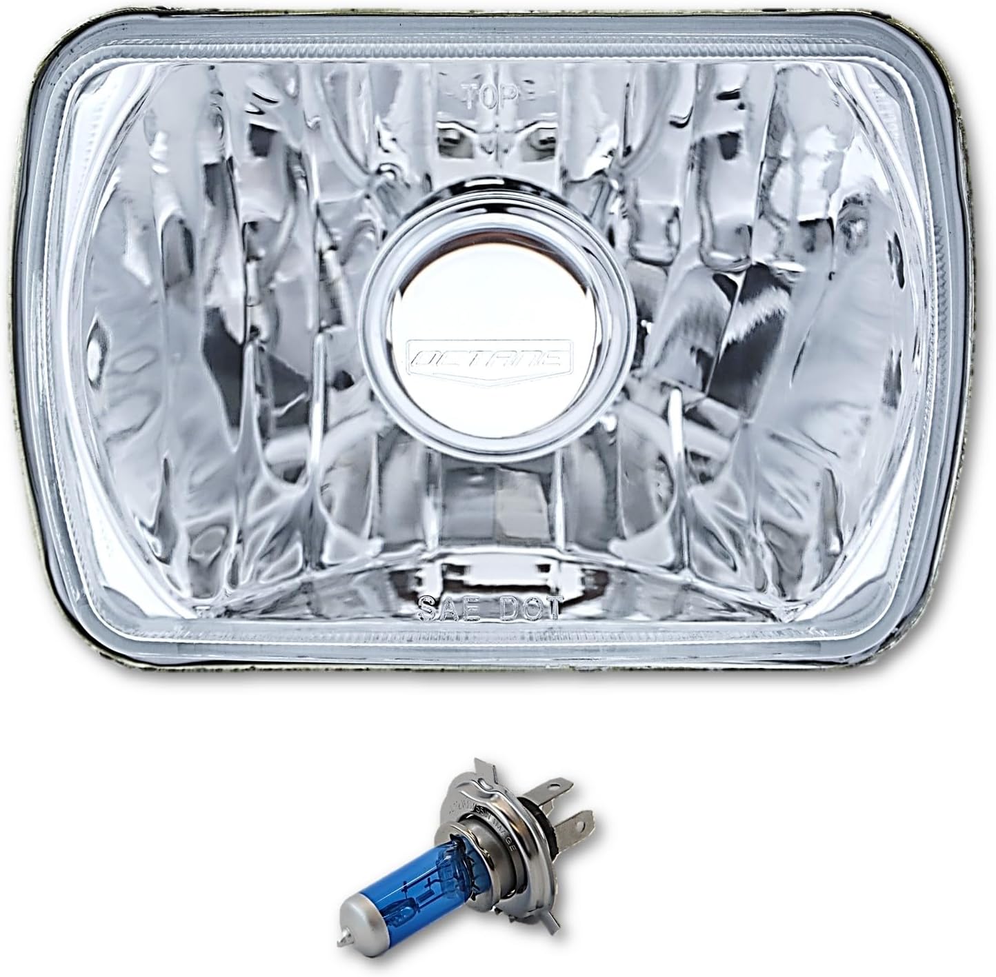 7" x 6" Universal H6054 Diamond Cut Chrome Housing White Projector Headlights