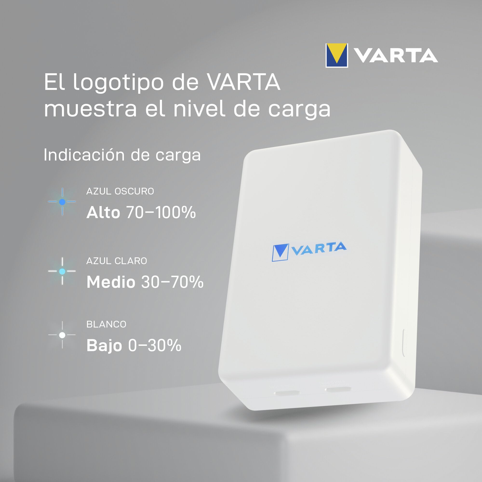VARTA Power Bank 10000 mAh, mag Pro, magnético, inalámbrico, Color Blanco