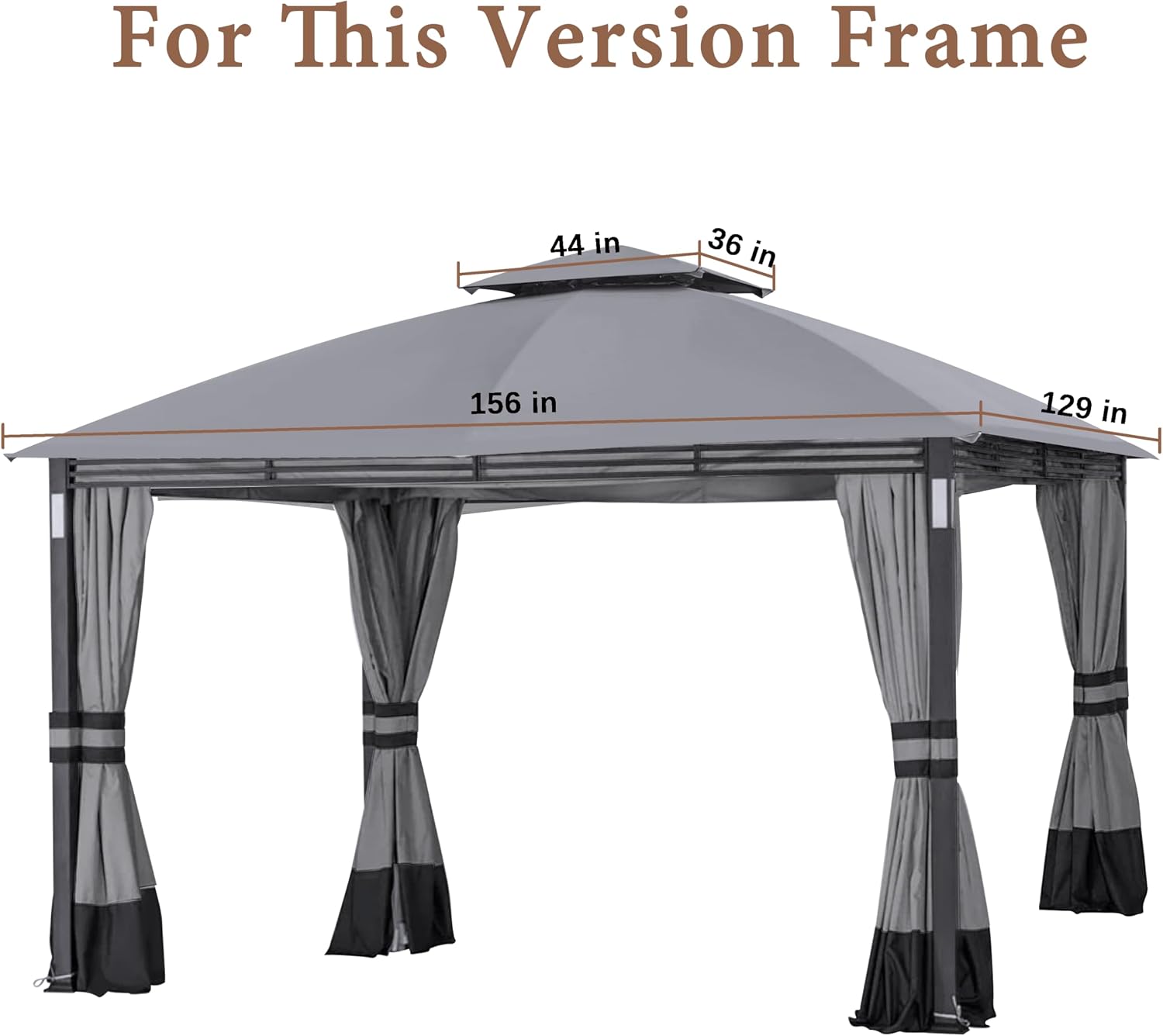 SCOCANOPY Replacement Cover Compatible with Crestfield 11X13 Gazebo (Models A101017510, A101017511, A111020900), (Gray)