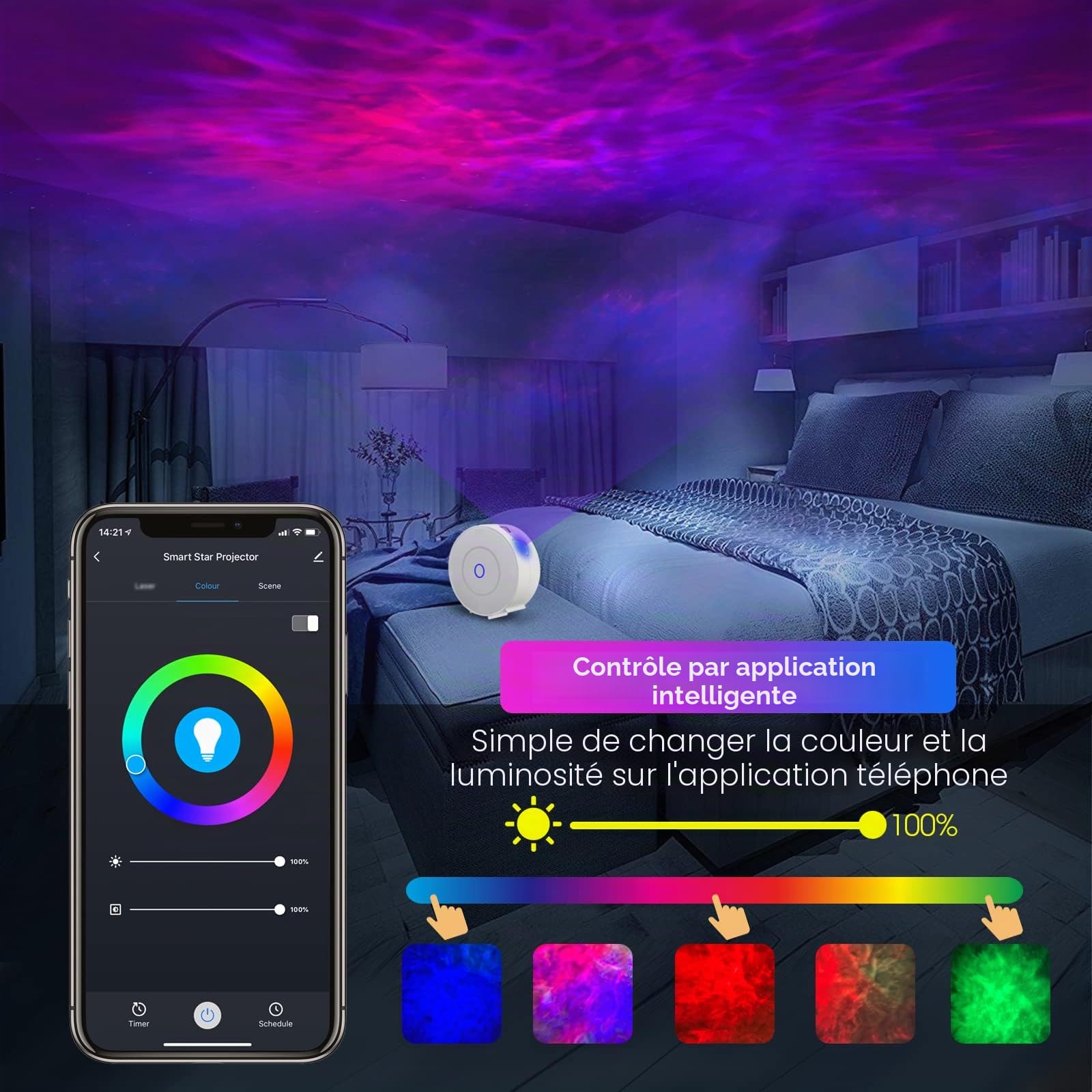 Panacare LED Projecteur Ciel Etoile, WiFi Projecteur Galaxie Etoile Veilleuse Enfant Bébé Avec Minuterie/Alexa et Google Home, Cadeaux Projecteur Galaxie Plafond Pour Enfants, Adultes, Fêtes