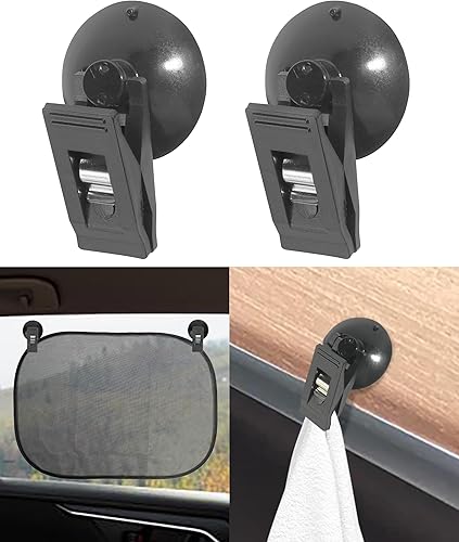 2 clips de ventosa, clip de tarjeta de ventosa, abrazadera de ventosa para accesorios de automóvil, abrazadera de ventosa, soporte de metal fuerte