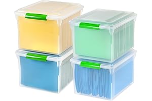 IRIS USA File Box File Organizer Plastic File Box for Letter/Legal File,...