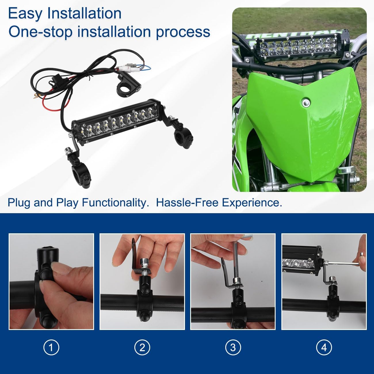 Headlight Bar Dirt Bike LED Lightbar Motorcycle Light Kit 60W for 7/8" Handlebars for Taotao Apollo Honda Yamaha Kawasaki Suzuki KLX110 YFZ450 CRF110 YZ250F CRF250F TTR110 XR150L ATV 4Wheel