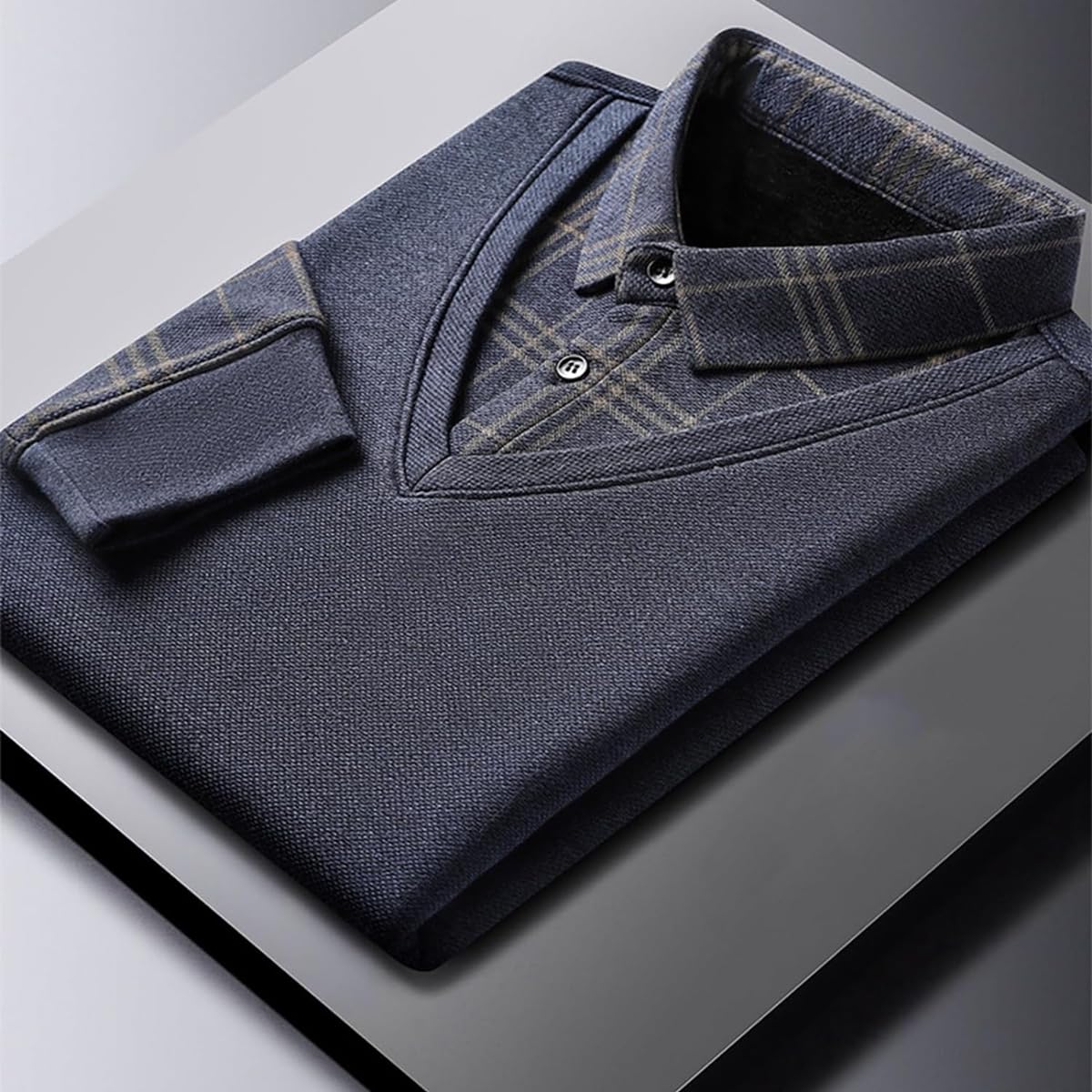 Jersey de Punto de Dos Piezas Falso para Hombre,Suéteres y Jerseys para Hombres,Solapa V-Cuello Suave Caliente Suéteres para Hombres