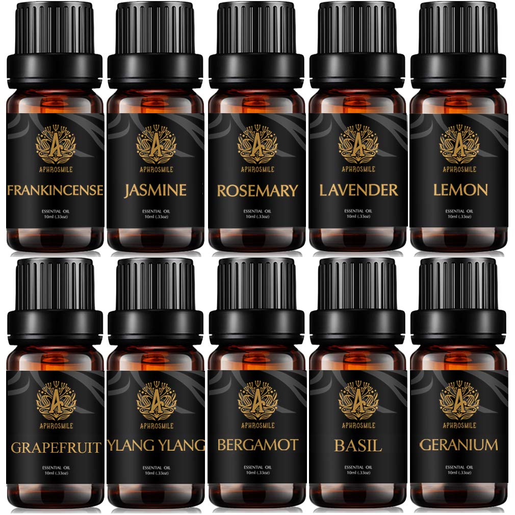 Aromatherapie Grapefruit ätherisches Öl Set für Diffusor, 100% reines Bergamotte ätherisches Öl für Luftbefeuchter, 10x10ml Ylang Ylang ätherische Öle Set-Zitrone,Weihrauch Öle...