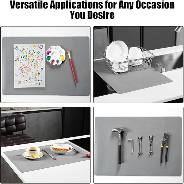 KitchenRaku Tappetino in silicone extra grande, antiscivolo, antiaderente, resistente al calore, riutilizzabile, per alimenti, lavabile in lavastoviglie (Nero, 40x30cm) - 4