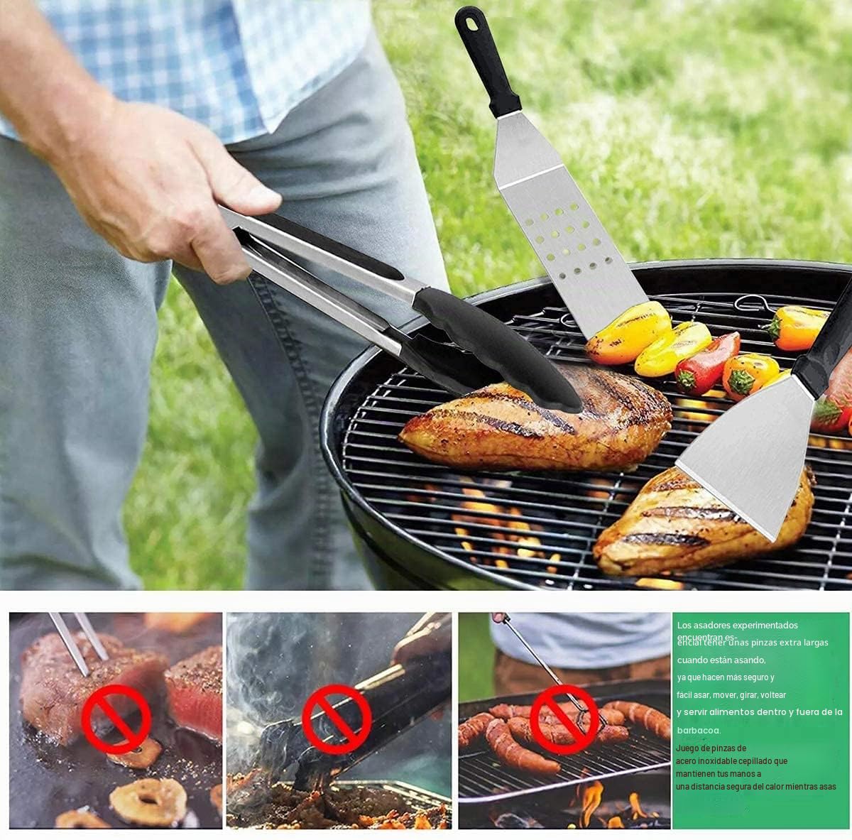Juego de 12 Espátulas para Barbacoa, Juego de Herramientas de Acero Inoxidable con Bolsa de Transporte, Barbacoas al Aire Libre, Cumpleaños, Navidad, Teppanyaki y Camping