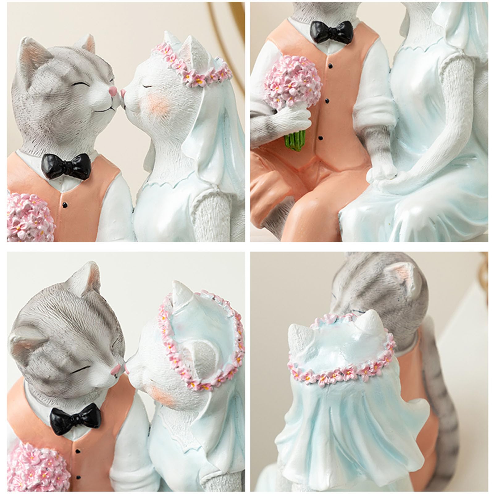 Amazon.co.jp: 結婚式の猫のカップル置物、樹脂創造性かわいい猫置き物