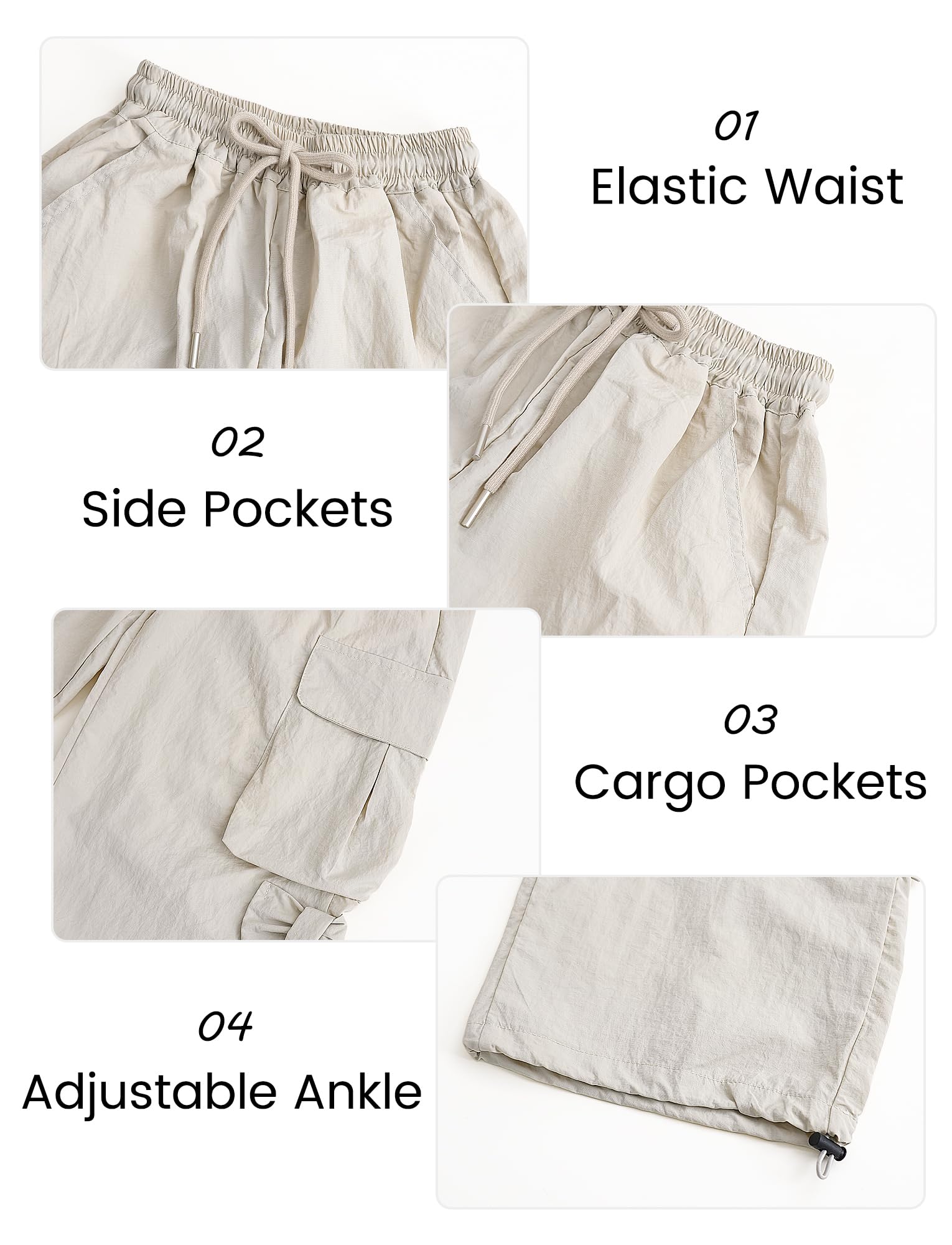SEUAR Pantalon Cargo Ample Fille Pantalon Hip-Hop Enfant Fille Multi Poche Danse Jazz Sport Casual Streetwear 120-170