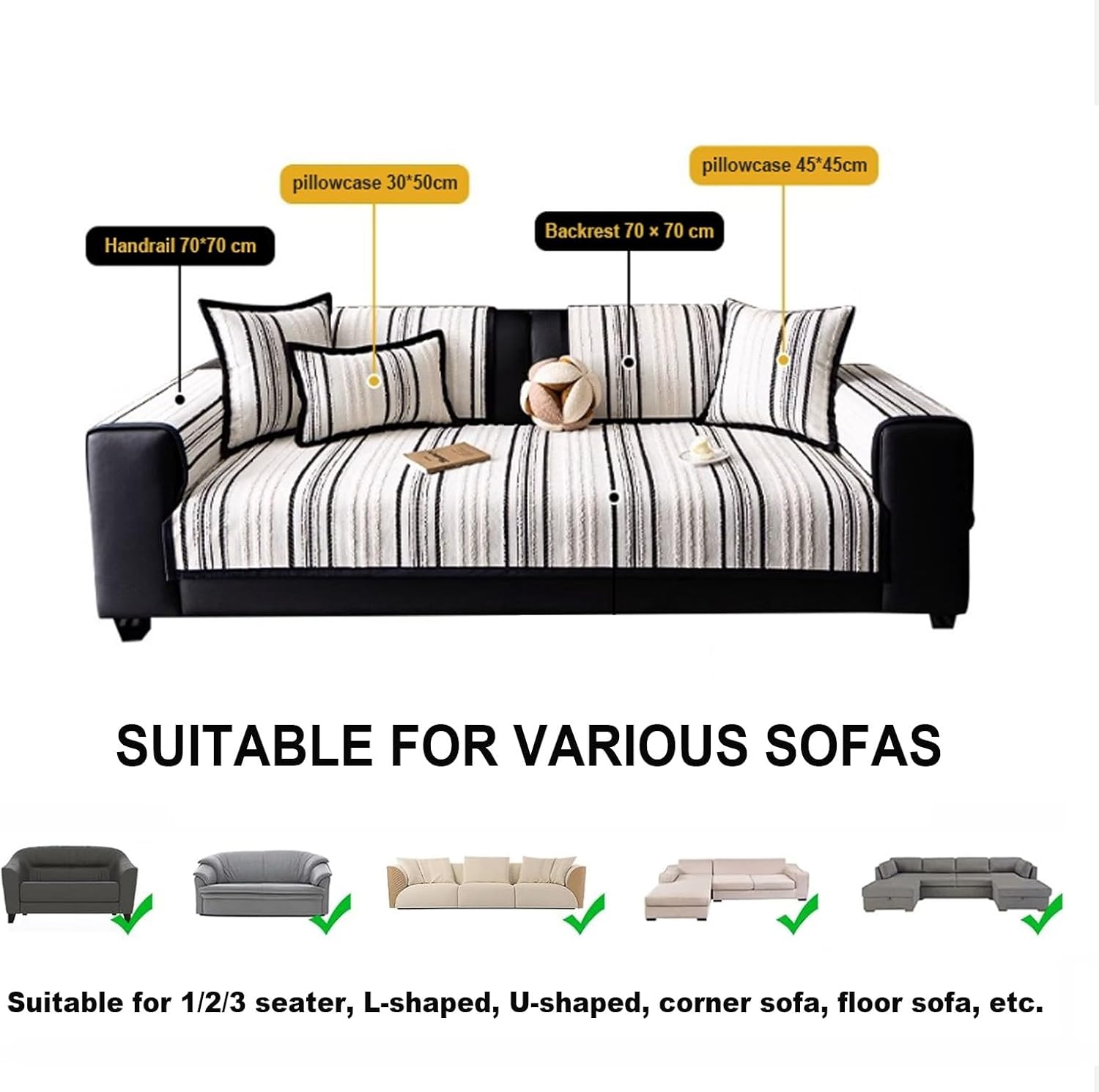 Chenille Fabric Furniture Protector Sofa Cover 1 2 3 Seater, Non-Slip Slipcovers for Corner L Shape,Thick Textured Cushion Covers-Fuzzy Couch Covers(Orange,110 * 240cm)