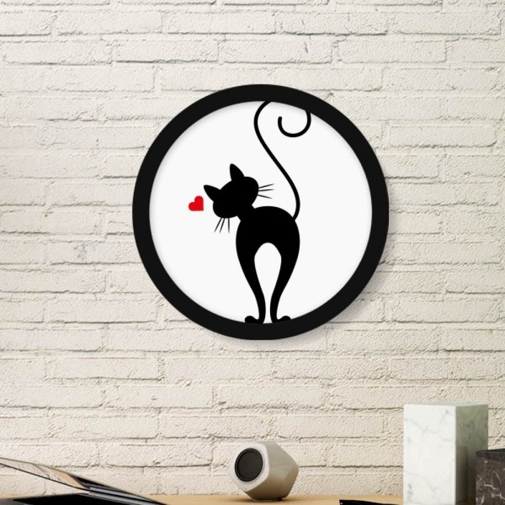Stickers muraux small noir chat en forme de coeur cadre photo art