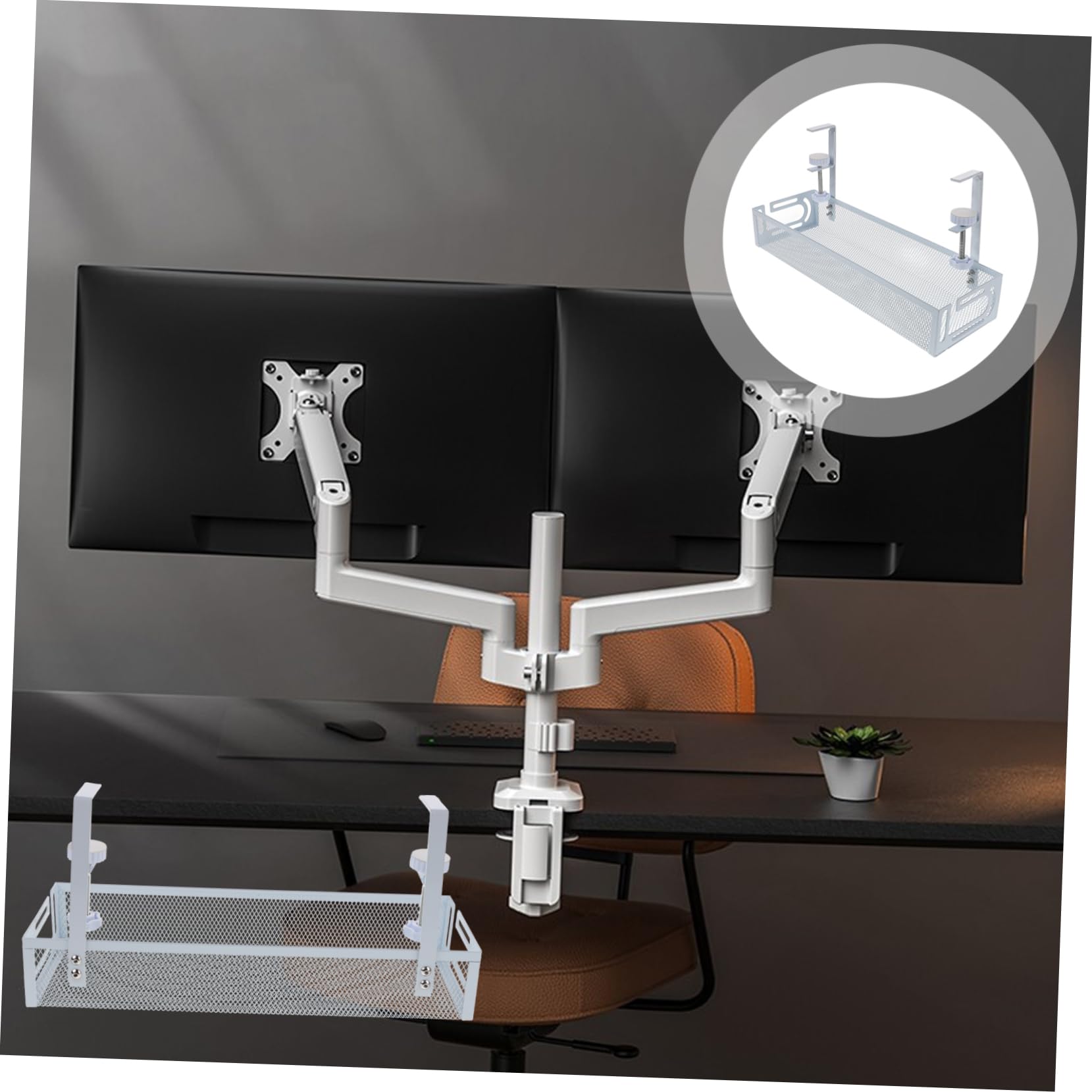 Organizator Kabli Pod Biurko z Praktycznym Zestawem Duża Pojemność Kable Adaptery i Hubs Usb Design Łatwy Montaż Oszczędność Miejsca