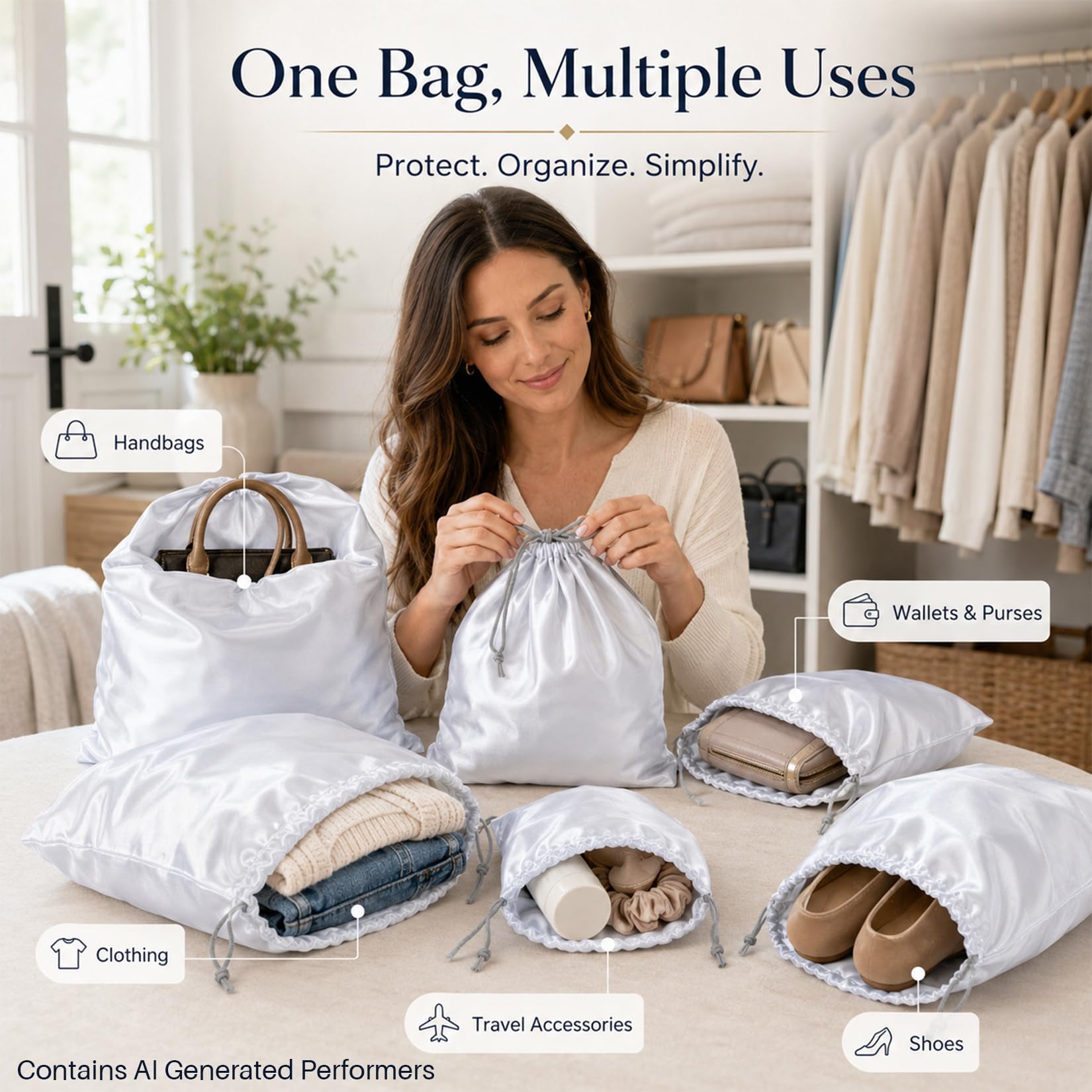 MAQIHAN Bolsas de polvo para bolsos: bolsas de seda para polvo, bolsas de polvo para almacenamiento, bolsas de seda con cordón de almacenamiento para bolsos y bolsos, bolsa de almacenamiento de viaje