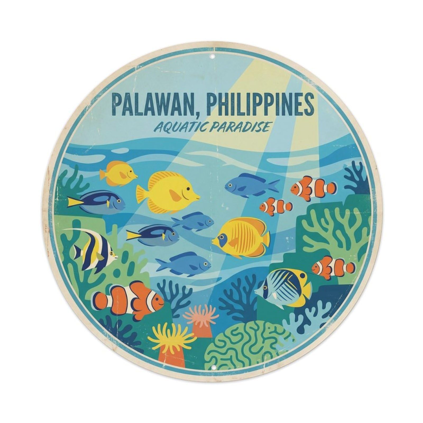Palawan Tropical Fish Reef Travel Shipwreck Diving Metal Tin Sign