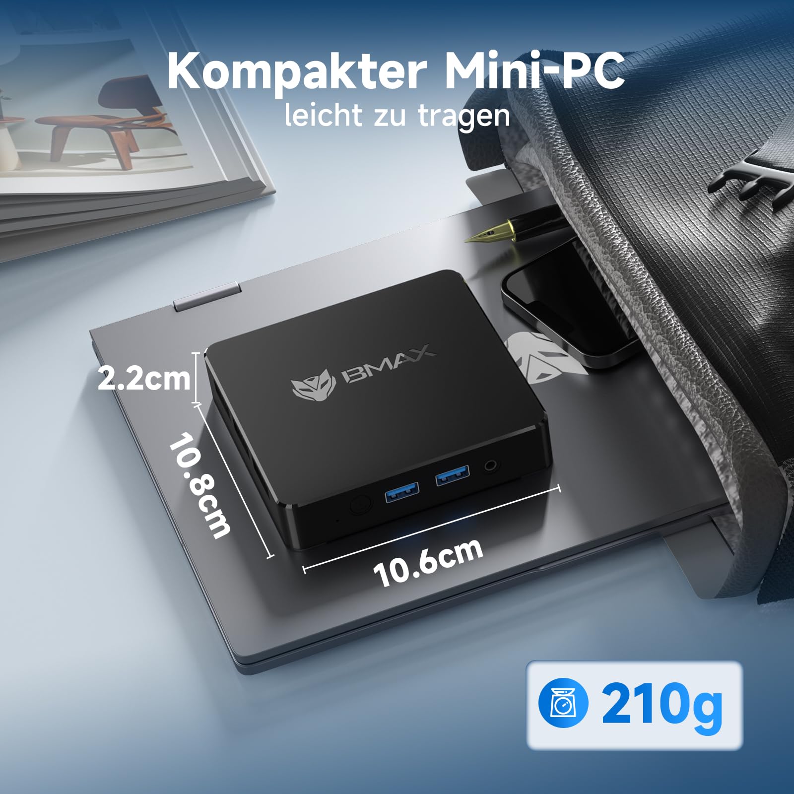 BMAX Mini PC B1 8 GB DDR4 128 GB eMMC, W-11 Pro Gemini Lake N4000 | Bis zu 2,6 GHz, Desktop PC Mini Computer UHD Doppelbild-Display Unterstützt HDMI 4K,2,4 G/5 G WLAN, Bluetooth 5.0