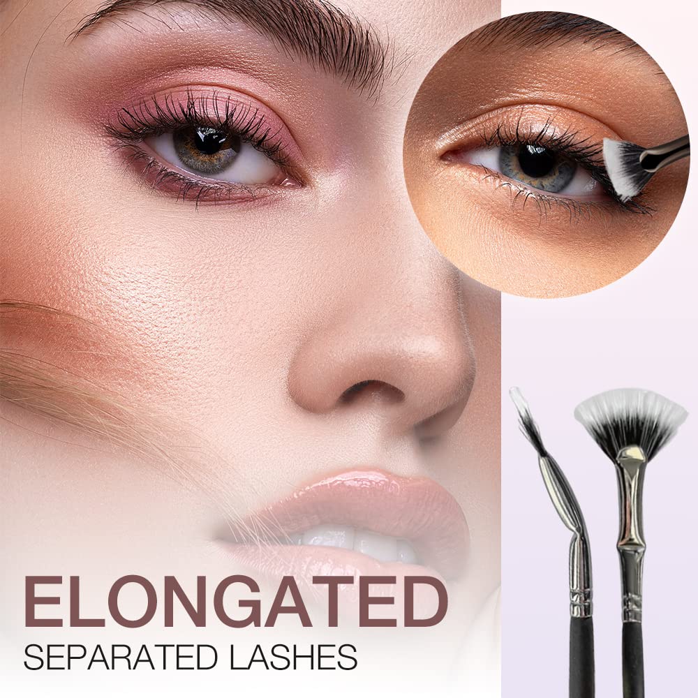 Folding Angle Scalloped Lash Brush, 2024 New Mascara Angled Fan Shaped Eyelash Brush, Premium Eyelash Eyebrow Eye Shadow Brush Makeup Brush Eye Lashes Makeup Tools (6 Pcs)